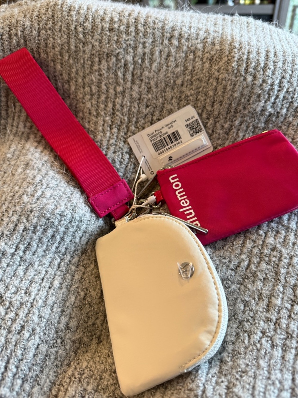 lululemon athletica Mini Dual Pouch Set in passionate pink /bone NWT